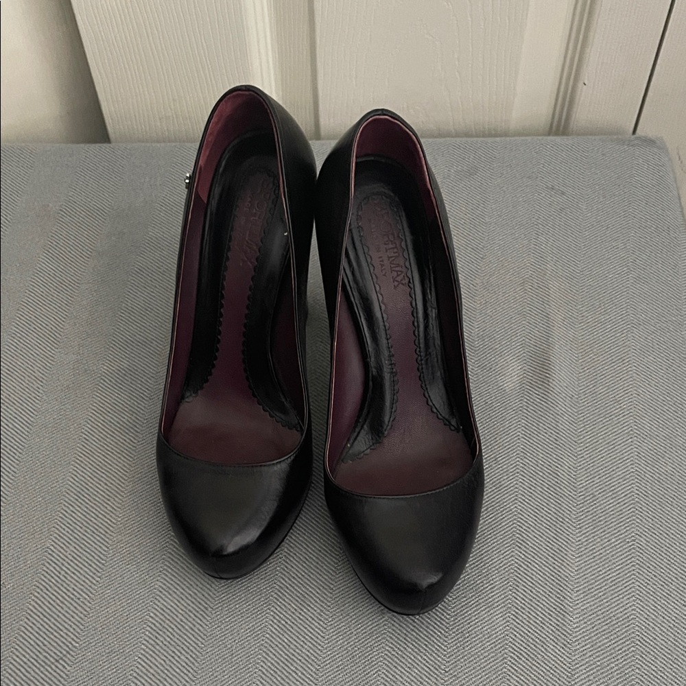 Sportmax women's Black leather heels shoes  Italy🇮🇹
